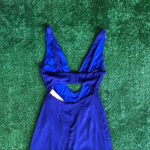 Cobalt Blue Sexy Jumpsuit with Plunging V-neckline & Cutouts Palazzo Jum… - Picture 7 of 7